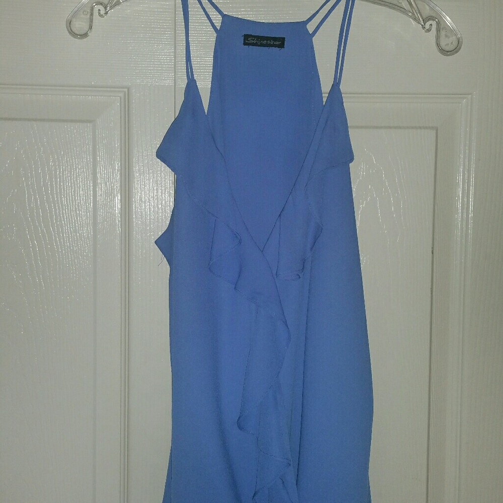 Shinestar sleeveless ruffled blouse